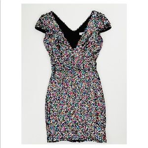 Dress the Population Zoe Sequin Minidress in Multicolor | Size XS